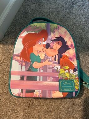 Loungefly Pink & Teal Goofy and Daisy Kiss Mini Backpack